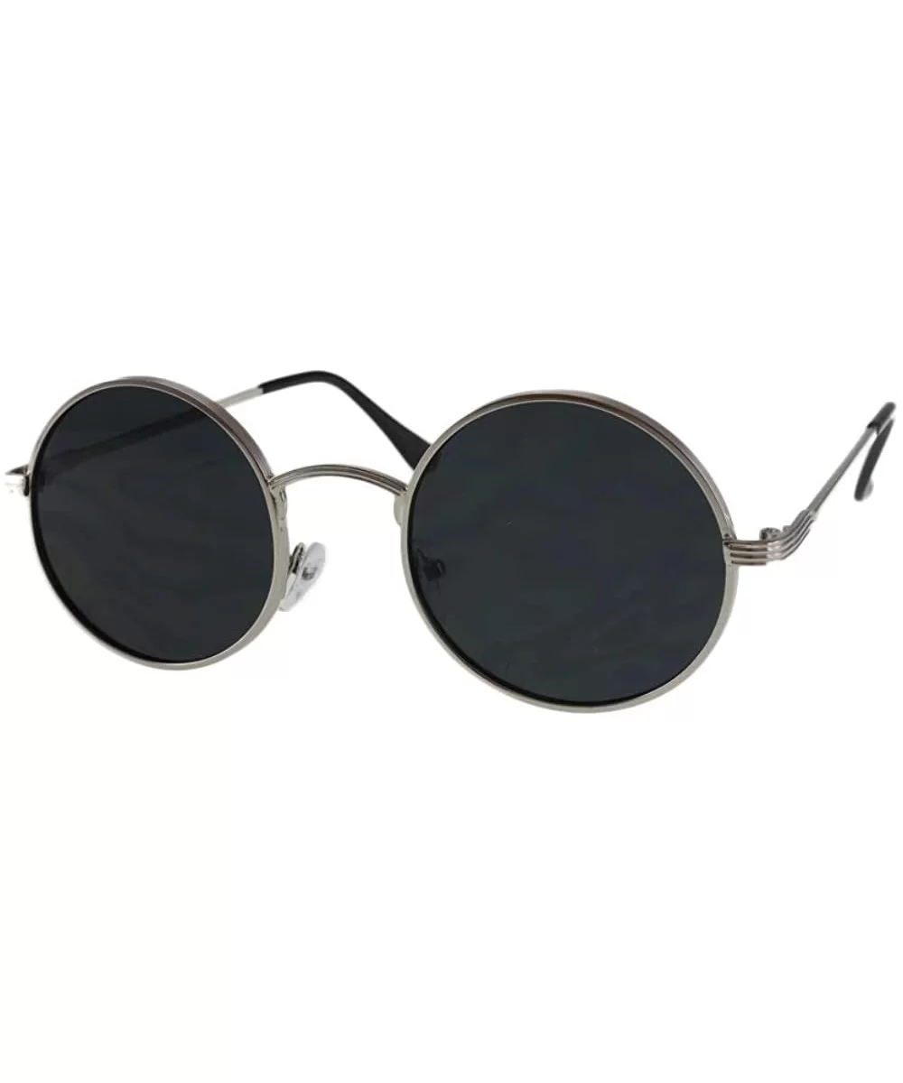 Kaia - Metal Round Fashion Sunglasses with Microfiber Pouch - Silver / Smoke - C218IRWN0U6 $8.60 Round