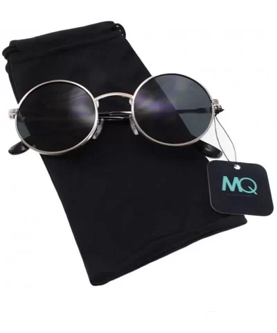 Kaia - Metal Round Fashion Sunglasses with Microfiber Pouch - Silver / Smoke - C218IRWN0U6 $8.60 Round