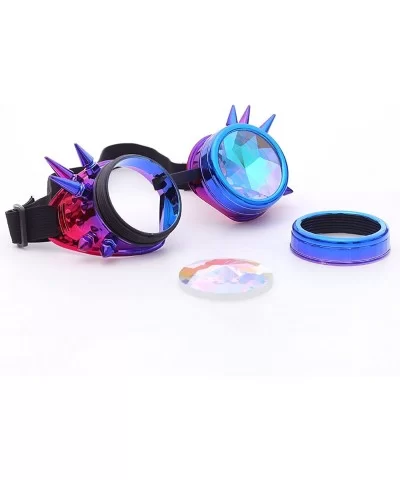 Steampunk Rave Kaleidoscope Goggles Rainbow Colorful Lenses - Blue Purple(spikes) - CT18HM3D0ZX $10.27 Goggle