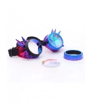 Steampunk Rave Kaleidoscope Goggles Rainbow Colorful Lenses - Blue Purple(spikes) - CT18HM3D0ZX $10.27 Goggle