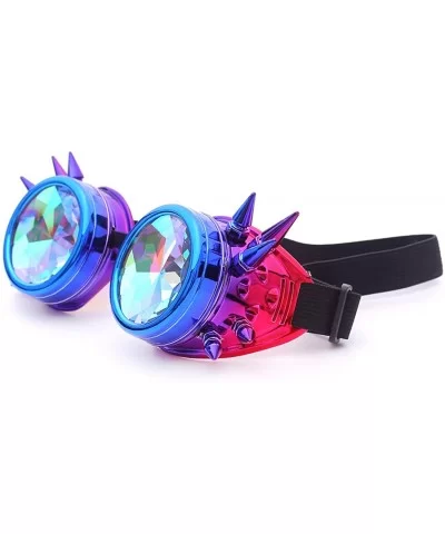 Steampunk Rave Kaleidoscope Goggles Rainbow Colorful Lenses - Blue Purple(spikes) - CT18HM3D0ZX $10.27 Goggle