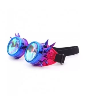 Steampunk Rave Kaleidoscope Goggles Rainbow Colorful Lenses - Blue Purple(spikes) - CT18HM3D0ZX $10.27 Goggle