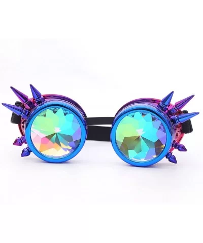 Steampunk Rave Kaleidoscope Goggles Rainbow Colorful Lenses - Blue Purple(spikes) - CT18HM3D0ZX $10.27 Goggle