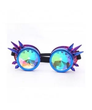 Steampunk Rave Kaleidoscope Goggles Rainbow Colorful Lenses - Blue Purple(spikes) - CT18HM3D0ZX $10.27 Goggle