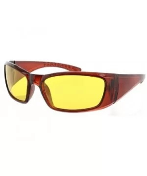 Polarized Night Driving Sunglasses Aviator Sport Wrap Motorcycle Glasses - Polarized Sport Brown - C2188K7QRCQ $7.63 Wrap