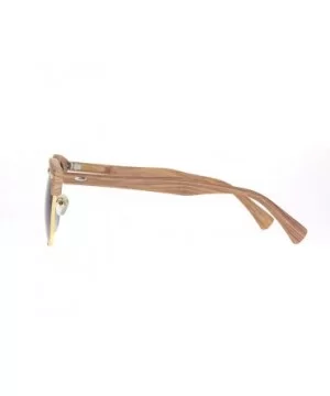 Mens Woodgrain Half Horn Rim Hipster Retro Sunglasses - Light Wood Black - CV18MIMIS5M $8.27 Rectangular