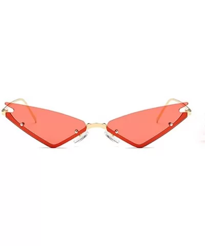 Unisex Fashion Cat Eye Metal Frame Candy Color Small Sunglasses UV400 - Red - C818NDHKGG5 $9.28 Square