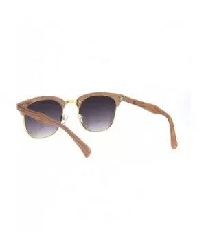 Mens Woodgrain Half Horn Rim Hipster Retro Sunglasses - Light Wood Black - CV18MIMIS5M $8.27 Rectangular