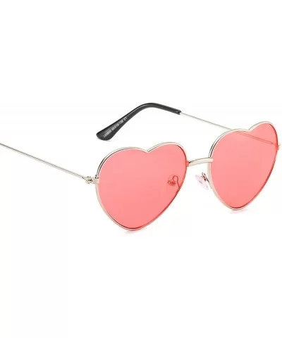 Classic Retro Designer Style Heart Shape Sunglasses for Women Metal Resin UV 400 Protection Sunglasses - CH18SAT7QZU $10.40 O...