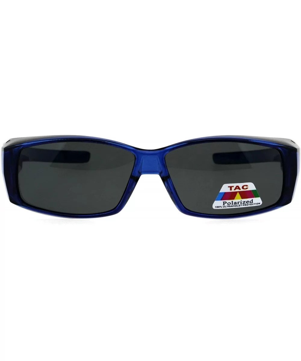 Polarized 53mm Translucent Plastic Narrow Rectangular Fit Over Sunglasses - Blue - C418GU6YS8H $7.99 Square