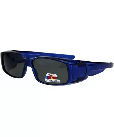 Polarized 53mm Translucent Plastic Narrow Rectangular Fit Over Sunglasses - Blue - C418GU6YS8H $7.99 Square