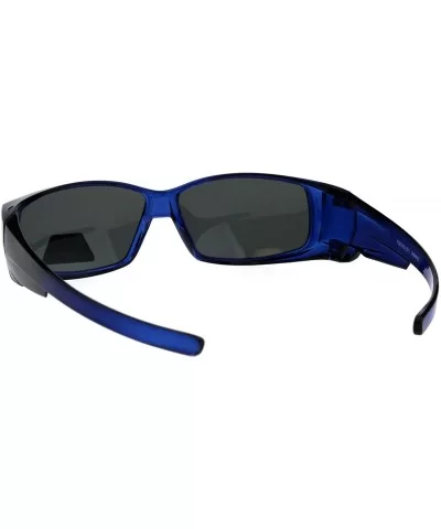 Polarized 53mm Translucent Plastic Narrow Rectangular Fit Over Sunglasses - Blue - C418GU6YS8H $7.99 Square