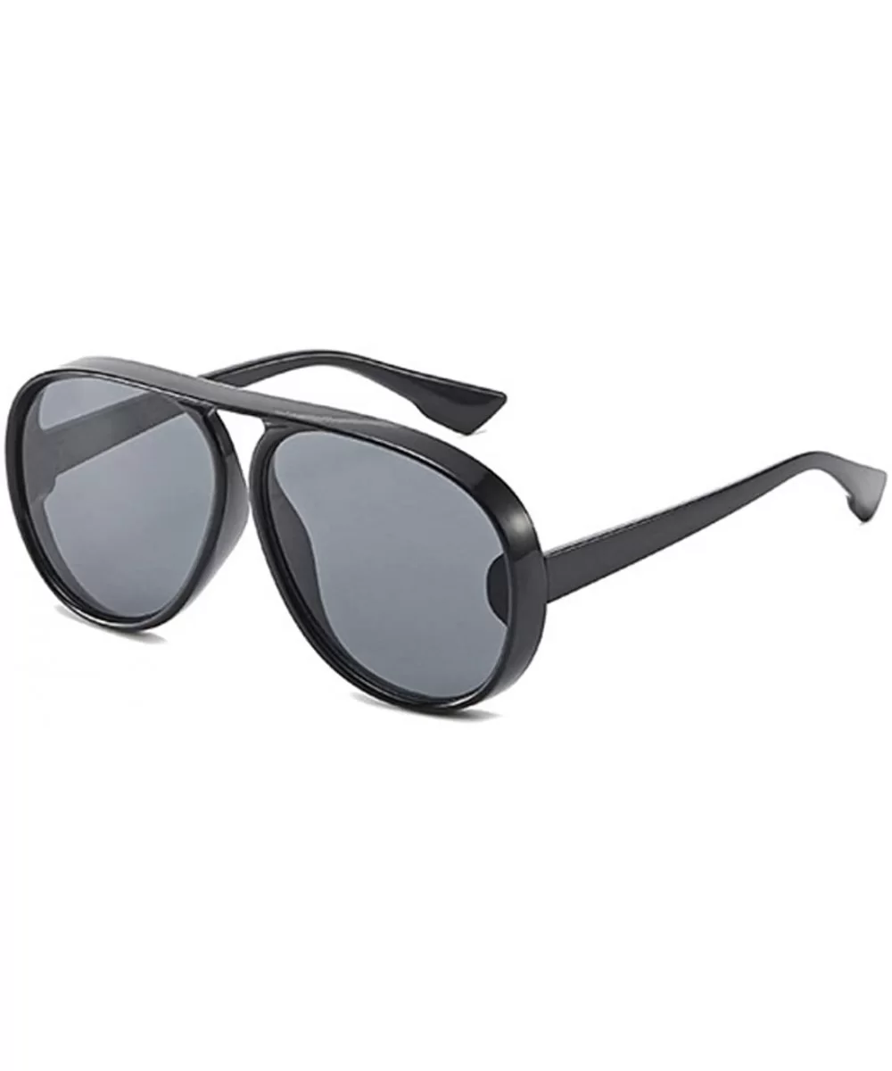 Unisex Oversized Oval Plastic Lenses Fashion Sunglasses UV400 - Black Gray - CD18NN9GGQI $6.38 Oversized