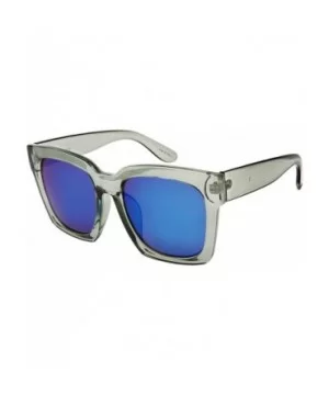 80's Inspired Oversized Square Sunglasses w/Mirrored Lens 34109-REV - Clear Grey - CS183XLGO2N $6.10 Oval