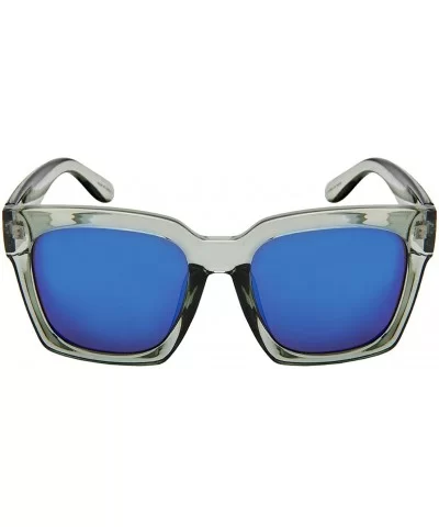 80's Inspired Oversized Square Sunglasses w/Mirrored Lens 34109-REV - Clear Grey - CS183XLGO2N $6.10 Oval