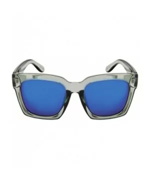 80's Inspired Oversized Square Sunglasses w/Mirrored Lens 34109-REV - Clear Grey - CS183XLGO2N $6.10 Oval