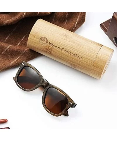 Wood Sunglasses with Polarized lenses for Men&Women Handmade Bamboo Wooden Sunglasses - F Brown - C418U0CZT8D $12.30 Round