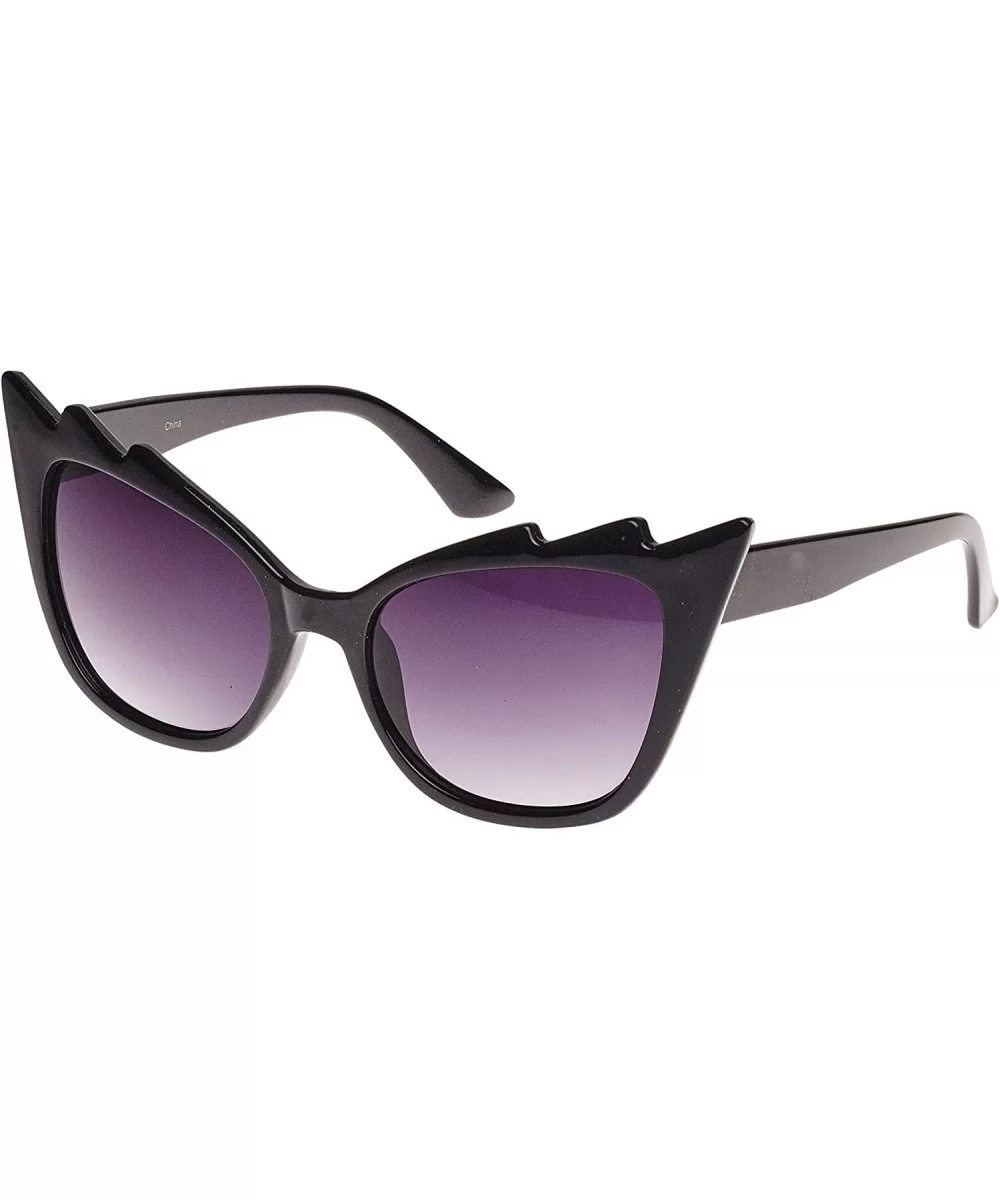 Gotham Cat Eye Style Sunglasses - Black - CR12JSJZFNR $18.11 Oversized