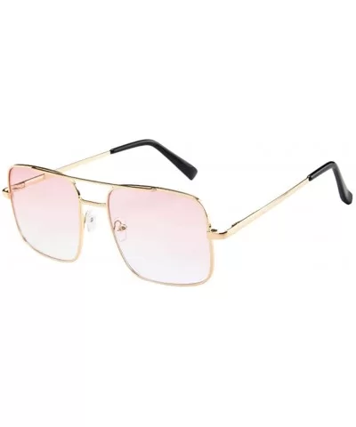 UV Protection Sunglasses for Women Men Full rim frame Square Acrylic Lens Metal Frame Sunglass - Pink - CX190383KDA $6.83 Oval