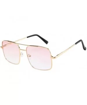 UV Protection Sunglasses for Women Men Full rim frame Square Acrylic Lens Metal Frame Sunglass - Pink - CX190383KDA $6.83 Oval