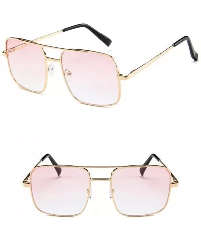 UV Protection Sunglasses for Women Men Full rim frame Square Acrylic Lens Metal Frame Sunglass - Pink - CX190383KDA $6.83 Oval