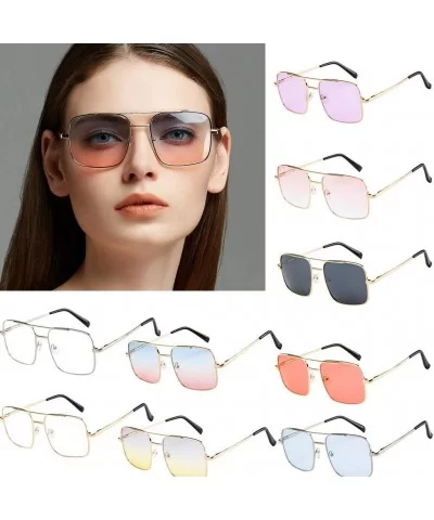 UV Protection Sunglasses for Women Men Full rim frame Square Acrylic Lens Metal Frame Sunglass - Pink - CX190383KDA $6.83 Oval