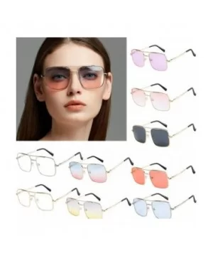 UV Protection Sunglasses for Women Men Full rim frame Square Acrylic Lens Metal Frame Sunglass - Pink - CX190383KDA $6.83 Oval