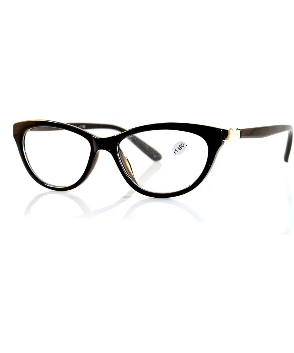 Fancy Lady's Cat Eye Clear Reading Glasses Metal Temple A087 - Black - CB1803MTSHQ $9.05 Cat Eye