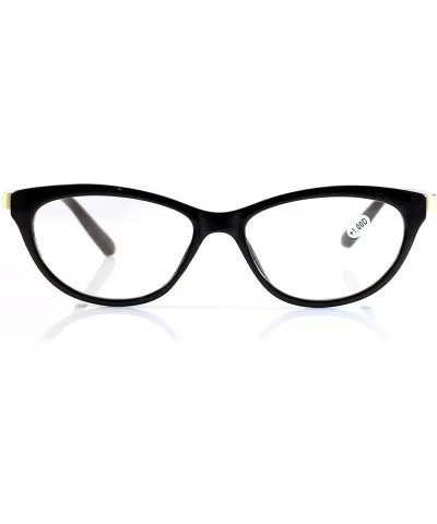 Fancy Lady's Cat Eye Clear Reading Glasses Metal Temple A087 - Black - CB1803MTSHQ $9.05 Cat Eye