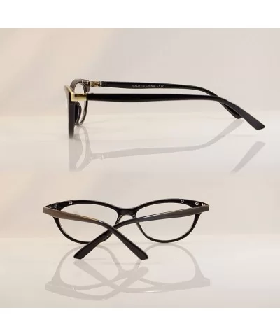 Fancy Lady's Cat Eye Clear Reading Glasses Metal Temple A087 - Black - CB1803MTSHQ $9.05 Cat Eye