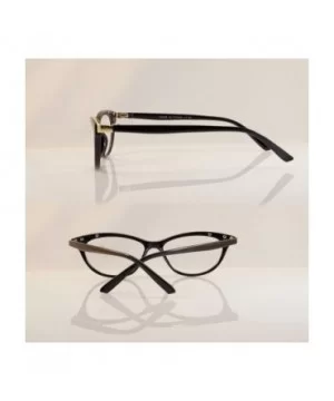 Fancy Lady's Cat Eye Clear Reading Glasses Metal Temple A087 - Black - CB1803MTSHQ $9.05 Cat Eye