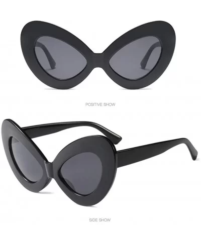 Women Vintage Big Oval Shape Frame Sunglasses Fashion Bat Eyes Eyewear Ladies - A - CE18TKUQHL0 $4.72 Oval