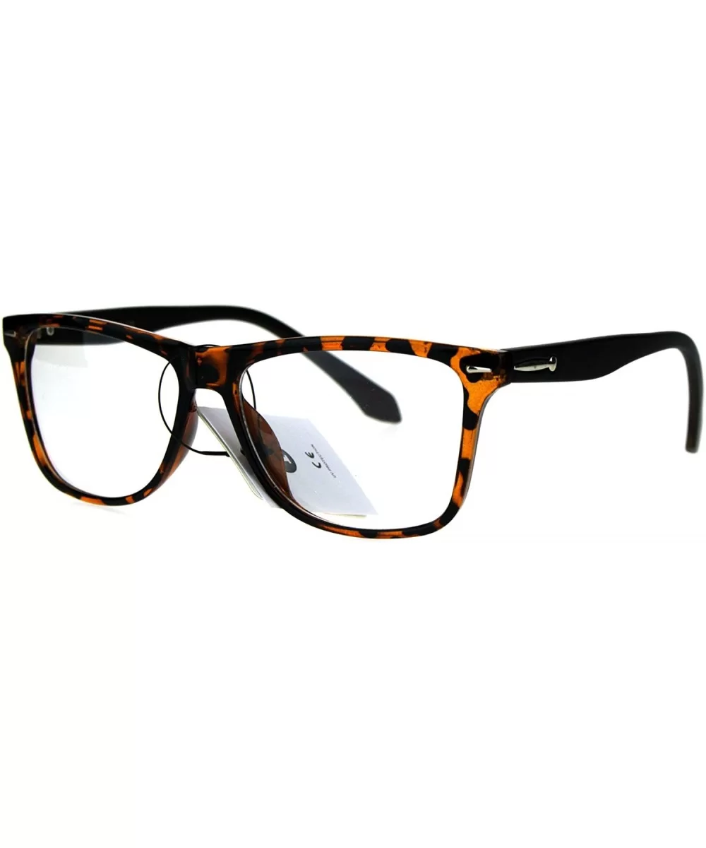 Square Horn Rimmed Clear Lens Glasses Unisex Fashion Eyeglasses - Tortoise/Matte Brown - CG189U4L5IR $8.30 Square