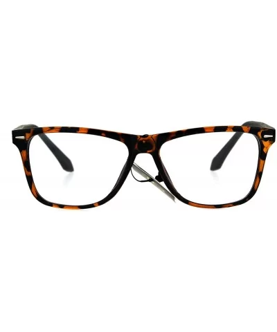 Square Horn Rimmed Clear Lens Glasses Unisex Fashion Eyeglasses - Tortoise/Matte Brown - CG189U4L5IR $8.30 Square