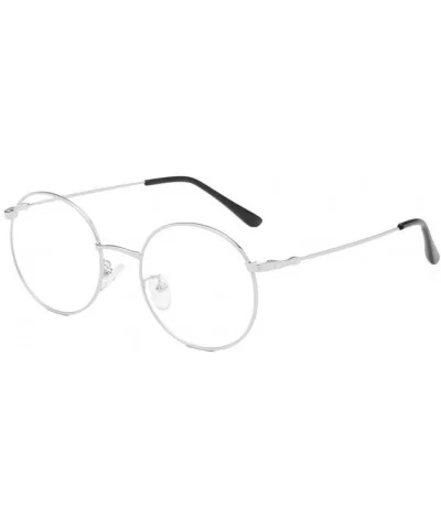 Sunglasses - Round Metal Frame Blue-Coated Flat Mirror Lens Sun Glasses - Silver - CD18U8ND4LU $7.40 Round