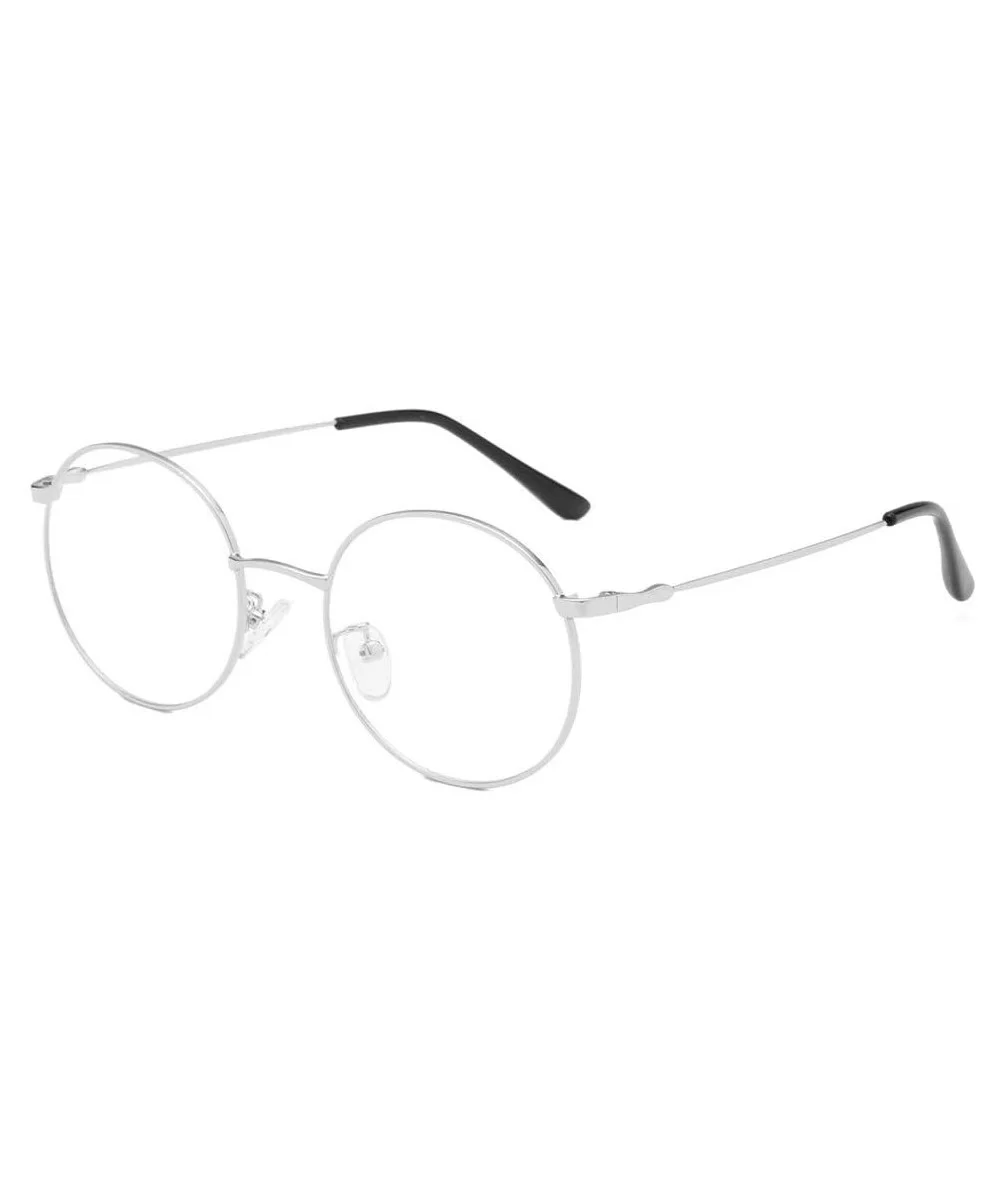 Sunglasses - Round Metal Frame Blue-Coated Flat Mirror Lens Sun Glasses - Silver - CD18U8ND4LU $7.40 Round