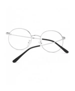 Sunglasses - Round Metal Frame Blue-Coated Flat Mirror Lens Sun Glasses - Silver - CD18U8ND4LU $7.40 Round