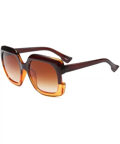 Sunglasses Oversized Rectangular Frame Women's Fashion Sun Resin frame - Brown Orange - C918DWCW2G0 $7.87 Oval