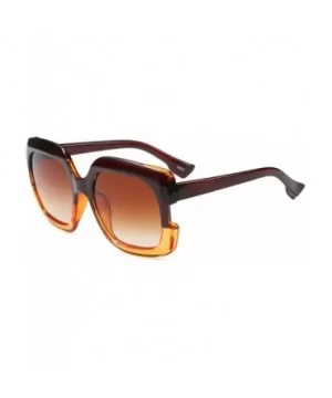 Sunglasses Oversized Rectangular Frame Women's Fashion Sun Resin frame - Brown Orange - C918DWCW2G0 $7.87 Oval