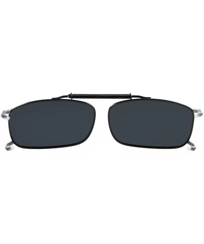 Clip-On Sunglasses Men Women Rectangle Polarized Lenses Spring fit 55MMX36MM - Grey Lens - CW18UC8KAIM $8.58 Rectangular