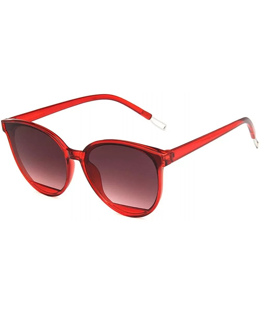 Unisex Sunglasses Retro Bright Black Grey Drive Holiday Oval Non-Polarized UV400 - Red - CP18RH6SIES $4.80 Oval