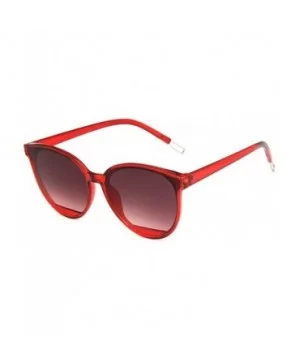 Unisex Sunglasses Retro Bright Black Grey Drive Holiday Oval Non-Polarized UV400 - Red - CP18RH6SIES $4.80 Oval