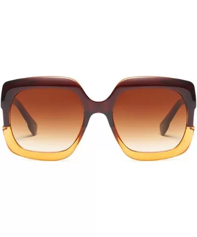 Sunglasses Oversized Rectangular Frame Women's Fashion Sun Resin frame - Brown Orange - C918DWCW2G0 $7.87 Oval