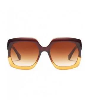 Sunglasses Oversized Rectangular Frame Women's Fashion Sun Resin frame - Brown Orange - C918DWCW2G0 $7.87 Oval