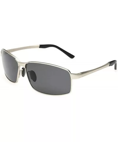 Polarized Sunglasses for Men UV400 Protection Lenses Metal Frame - yhl - Silver-black - C612NYIZ4X9 $10.20 Rectangular