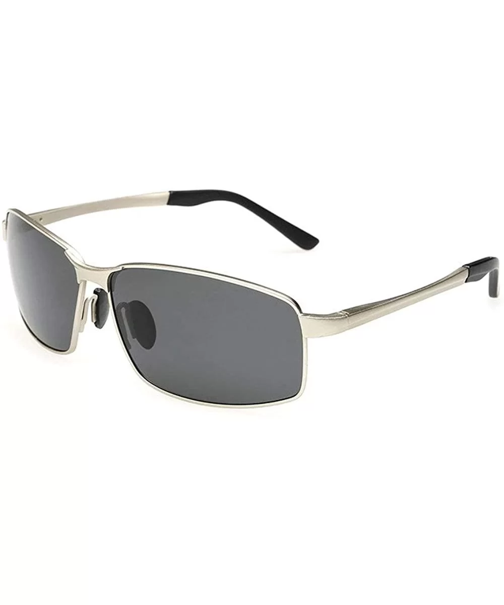 Polarized Sunglasses for Men UV400 Protection Lenses Metal Frame - yhl - Silver-black - C612NYIZ4X9 $10.20 Rectangular