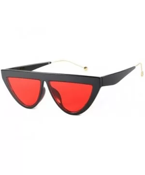 Fashion Sunglasses Women's Brand Design Cat Eye Flat Frame Sunglasses - C4 Black Red - CG198UH8ELK $5.74 Cat Eye