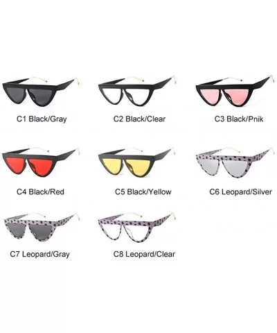 Fashion Sunglasses Women's Brand Design Cat Eye Flat Frame Sunglasses - C4 Black Red - CG198UH8ELK $5.74 Cat Eye