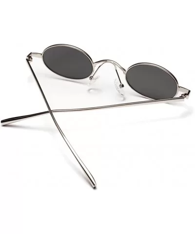 Fashion Women Sunglasses Oval Metal Frame Classic Female Eyewear Eyeglasses - White Silver - CN193590HUL $16.41 Oval