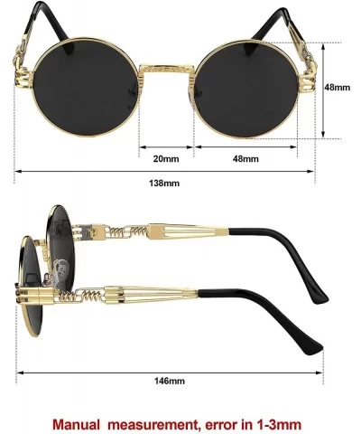 3 Pairs Round Retro Sunglasses Steampunk Sunglasses Metal Frame Hippie Glasses (Color 1) - CS18XTX03S7 $5.72 Round